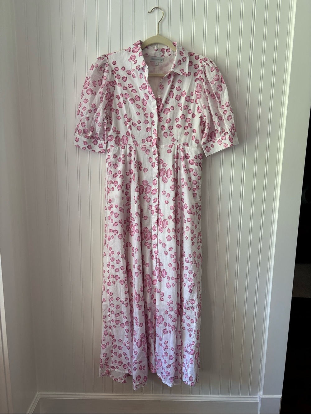 JULIA AMORY White Maxi Dress with Pink Floral Print